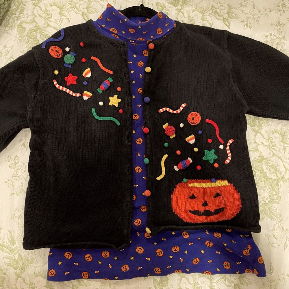 Vintage Knitted Halloween Cardigan